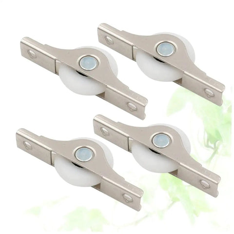 Smooth Gliding Sliding Door Rollers 4 Pack Heavy Duty Barn Door Wheels Cabinet Track Casters Anti Squeak Design for smooth rolling.