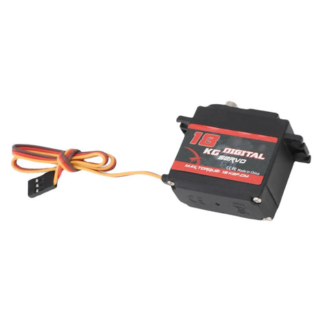 Heavy Duty Metal Gear Digital Servo Crushing 18kg Torque And Serving Up Smooth 180 Degree Rotation For Rc Cars Trucks Boats Robots. Close-up view.