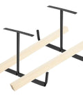 Overhead Garage Storage Rack With Heavy Duty Ceiling Hooks For Ladders, Bikes, Lumber, Tools And Other Bulky Gear Easy Install Space Saving Ceiling Mount Organizer For Your Workshop Or Garage, showing black steel with EVA padding.