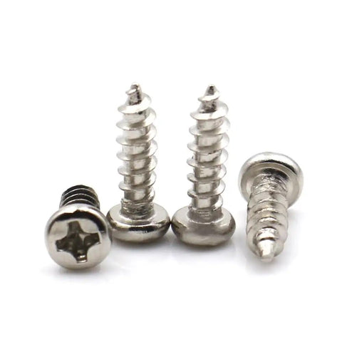 Close-up of 200 Piece Carbon Steel Cross Pan Head Self Tapping Screws Kit M1 Through M2 With 7mm Length Assorted Small Fasteners