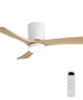 42" Low Profile Ceiling Fan with Light, Matte White Wood Blade Flush Mount Fan, Silent Reversible DC Motor with remote.