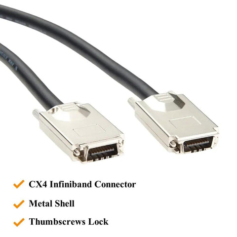 CX4 Infiniband Cable with Screw Lock for Industrial Cameras and Frame Grabbers, high flex, multi channel, metal shell