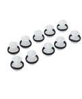 Premium Side Door Skirt Retainer Clips With Durable Door Trim Panel Fasteners That Are Straight Up Fire For Tesla Model Y And Model 3 Aftermarket Auto Body Hardware Kit Engineered For Perfect Fit - 10 white clips with black rings.