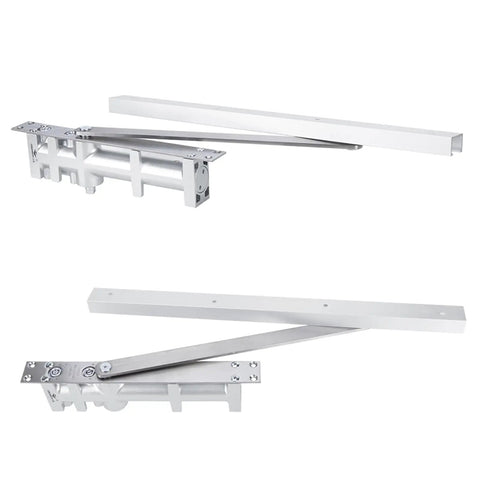 Concealed Aluminum Automatic Door Closer with Positioning, 80kg capacity, sliding track hardware, 2-stage speed regulation shown