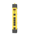 Beefy 6 Outlet Power Strip With Surge Protection 1500 Joules Yellow Metal Housing 9ft Cord Keyhole Mounting Slots
