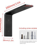 Legit Heavy Duty L Shape Shelf Brackets, Thickened Steel Wall Mount Corner Supports With Hidden Floating Design, Matte Black Hardware Kit For Home Office Shelving Unit, Holds Up To 143 Pounds Per Pair, 11in x 6in dimensions with screw accessories.