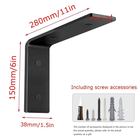 Legit Heavy Duty L Shape Shelf Brackets, Thickened Steel Wall Mount Corner Supports With Hidden Floating Design, Matte Black Hardware Kit For Home Office Shelving Unit, Holds Up To 143 Pounds Per Pair, 11in x 6in dimensions with screw accessories.