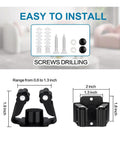 Heavy Duty Stainless Steel Broom And Mop Holder Three Pack Wall Mounted Tool Organizer Rack details with screws easy install