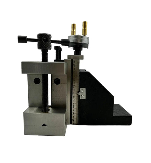 Heavy Duty Mini Vertical Slide With Quick Read Dial And Shop Tested Steel Vice For Bench Lathes side view with measuring scale