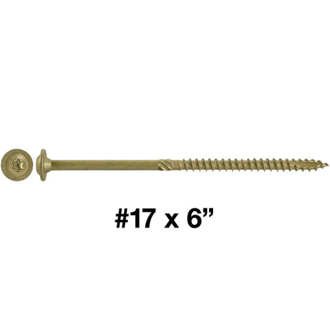 Heavy Duty Construction Lag Screw With Torx Drive Exterior Coated ACQ Compatible 6 Inch Length with washer head