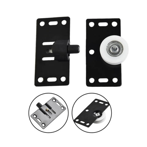 Beefed Up Heavy Duty Sliding Closet Door Roller Set For Wardrobes And Cupboards black metal and white plastic rollers