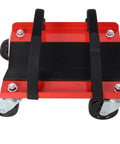 Heavy Duty Snowmobile Dolly Set With Steel V Slide, 1500 Lb Capacity, Two And A Half Inch Swivel Casters, Adjustable Nylon Tie Down Straps, Red Finish, Built Tough For Garage Storage And Easy Transport, red steel dolly with straps and casters