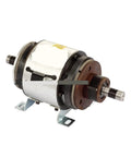 Angled front view of an electromagnetic clutch brake module with silver body, brown hub, and protruding shaft.