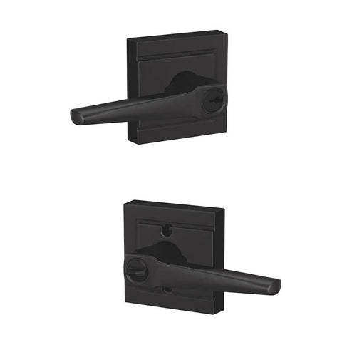 F51A ELR 622 ULD Eller Lever With Upland Trim Keyed Entry Lock Matte Black Door Handle front and back view