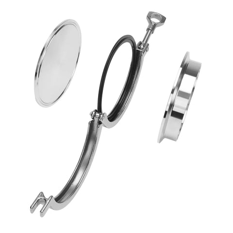4-inch stainless steel sanitary pipe fittings set with end cap, weld ferrule, tri-clamp, FKM gasket