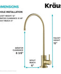 Hella Durable Standalone Kitchen Water Filter Faucet In 100 Percent Lead Free Brass With A Slick Spot Free Antique Champagne Bronze Finish dimensions diagram.