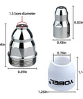 Dimensions of components in Pro Grade P80 Plasma Cutter Consumables Kit with 45 pieces for 80A systems including electrodes and nozzles.