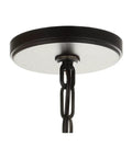 Close-up of ceiling mount for Oil Rubbed Bronze LED Pendant Light For Kitchen Island With White Linen Drum Shade
