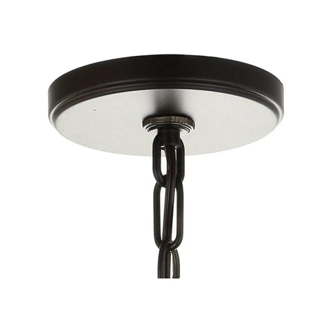 Close-up of ceiling mount for Oil Rubbed Bronze LED Pendant Light For Kitchen Island With White Linen Drum Shade