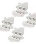 Gate Latch Kit Four Pack for ABS Pontoon Door Frames on Square Size Boats and Yachts in white plastic, top view.