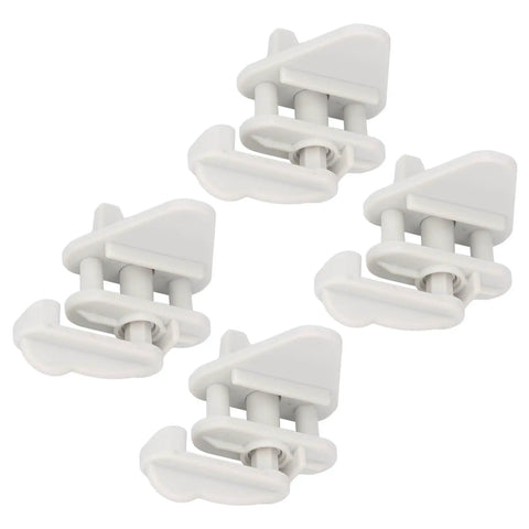 Gate Latch Kit Four Pack for ABS Pontoon Door Frames on Square Size Boats and Yachts in white plastic, top view.