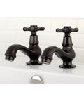 Cross-Handle Basin Faucet In Polished Chrome Solid Brass Deck Mount 2-Hole Installation with Victorian Vibe on bathroom sink