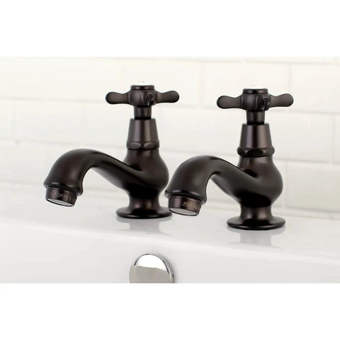 Cross-Handle Basin Faucet In Polished Chrome Solid Brass Deck Mount 2-Hole Installation with Victorian Vibe on bathroom sink