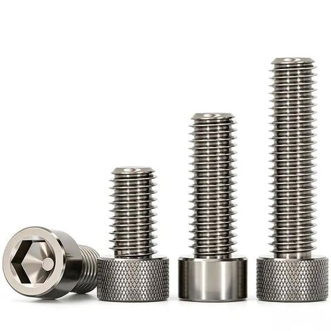 Rock Solid TA1 Titanium Hex Socket Cap Screws, M8 Metric Thread With Knurled Grip Head, Heavy Duty Fasteners built tough for truck restoration.