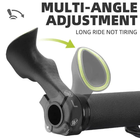 Ergonomic No Slip Bike Handlebar Ends for MTB and Road Cyclocross Bikes showing multi-angle adjustment for comfort