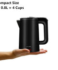 Compact 0.8L Electric Kettle Stainless Steel 800W Fast Boil Auto Shut Off Portable Water Boiler For Small Kitchen Travel Business Trip Dorms Offices And Weekend Getaways in hand