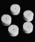 Cool 100 Piece Wool Felt Polishing Buffing Pads With 13mm Shank Plus Extra Grip For Grinding Wheels, displayed in a cluster.