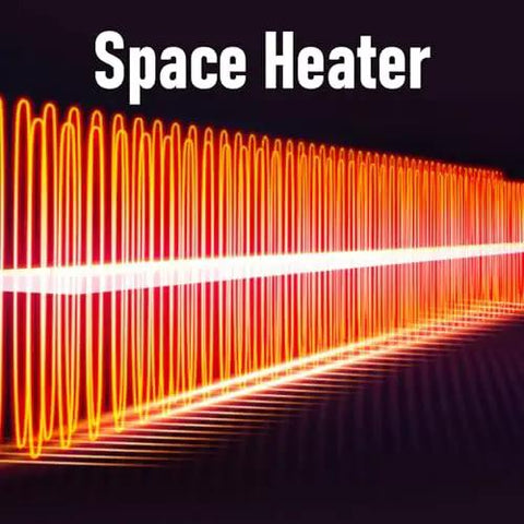 Cordless Battery Powered Space Heater 170 Watt Portable Desk Warmer heating wave with orange light effect on dark background