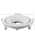 OUNONA Recessed Lighting Trims: Spotlight Downlight Holder, MR16/GU10 white light fixture mounting frame with dimensions 10cm diameter.