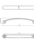 Technical drawing of Monterey Collection 6 5 16 Inch Center To Center Matte Black Modern Arched Cabinet Pull with dimensions