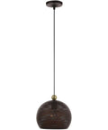 Bronze Pendant With Antique Brass Accents And Gold Inside Canopy, Dublin Style 1 Light Bronze Metal Shade Lighting Fixture