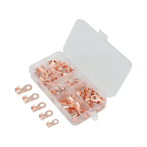 Awesome 70 Piece Ring Terminals Kit With OT10A To 50A Crimp Lugs For Heavy Duty Wire Connections And Welding Cables In Diverse Sizes For Pro And DIY Projects That Need Solid Conductivity And Easy Assembly, copper ring lugs in organizer box