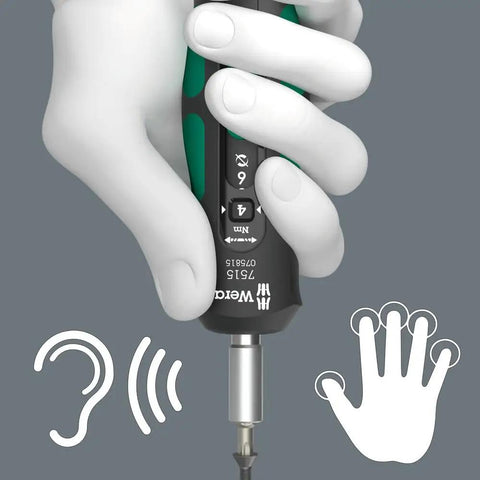 Kraftform Safe Torque Speed Torque Screwdriver With Quick Torque Adjustment And Lockable Torque Setting being held in hand.