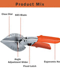 Multi Angle Miter Shear Cutter for Wood PVC and Molding Trim with 45 and 90 Degree Cutting Capability showing parts and handle