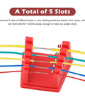 Magnetic Helping Hands Soldering Station With Five Slot Wire Holder Clamp showing colored wires in five slots for precise solder joints