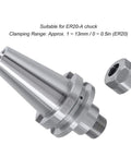 Premium 40Cr Alloy Steel CNC Tool Holder for BT40 ER20 chuck, 70mm length, clamping range 1-13mm, durable milling accessory.