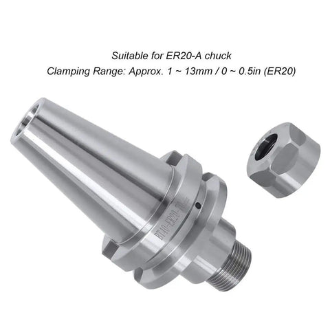 Premium 40Cr Alloy Steel CNC Tool Holder for BT40 ER20 chuck, 70mm length, clamping range 1-13mm, durable milling accessory.
