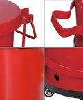 Close-up details of Heavy Duty Galvanized Steel Oily Waste Can Built Tough As Nails For Shop Use with kick lever and handle.