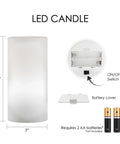 Flameless LED Flickering 6 Inch Pillar Wax Candle Light With Realistic Glow Dragonfly Art Tiffany Battery Operated Remote Control With Timer back and battery compartment view