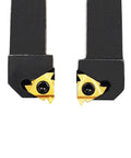 Two-Piece CNC Lathe Carbide Indexable Threading Tool Holder Set With SER1616H16 And SEL1616H16, close-up of tool heads
