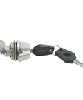 Side view of Heavy Duty Cabinet Cam Lock With Two Keys, Zinc Alloy Cylinder Lock for distribution boxes, brushed silver finish.