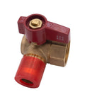 Gas Connector Shut Off Angle Valve Five Eighth Inch OD Flare With Fifteen Sixteenth By Sixteen Thread To Three Quarter Inch FIP 90 Degree