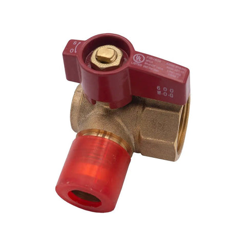 Gas Connector Shut Off Angle Valve Five Eighth Inch OD Flare With Fifteen Sixteenth By Sixteen Thread To Three Quarter Inch FIP 90 Degree
