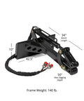 Mini Skid Steer Fronthoe Backhoe Attachment With Quick Tach Mounting Workhorse System showing dimensions and hydraulic components