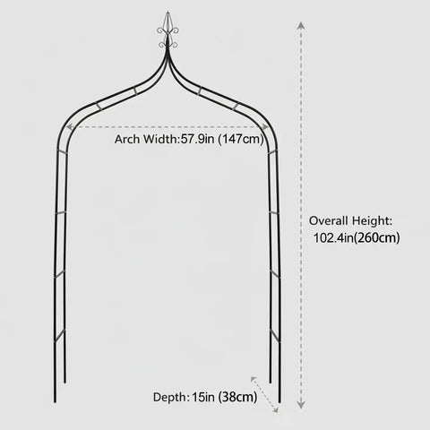 Thickened Metal Garden Arch With 16mm Pipe Diameter Beefy Heavy Duty Gothic Double Spire Arbor For Climbing Plants Black XL dimensions