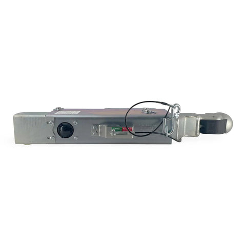 Demco hydraulic surge actuator for trailer disc brakes; metal housing, 2 5/16 inch ball, electric lockout solenoid.